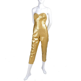 Tobi of Californa 1950's gold lurex strapless jumpsuit