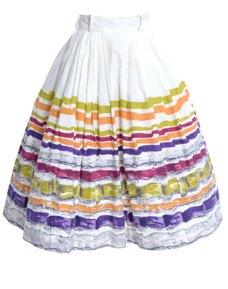 1950s Vintage Bright Striped Cotton Skirt - Dressing Vintage