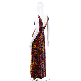 Sleeveless 1970s Vintage Bendels Colorful Maxi Dress