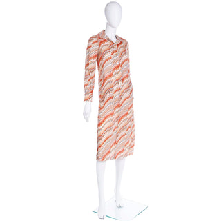1970s Vintage Emanuel Ungaro Chevron Abstract Print Dress Excellent condition