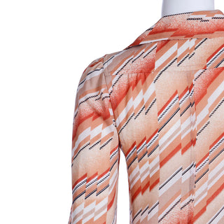 1970s Emanuel Ungaro Parallele Paris Vintage Abstract Chevron Striped Dress