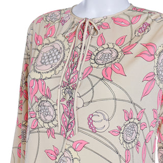 1970s Emilio Pucci Silk Jersey Vintage Dress Yellow & Pink M