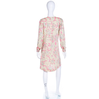 1970s Emilio Pucci Floral Print Silk Jersey Vintage Dress Yellow & Pink