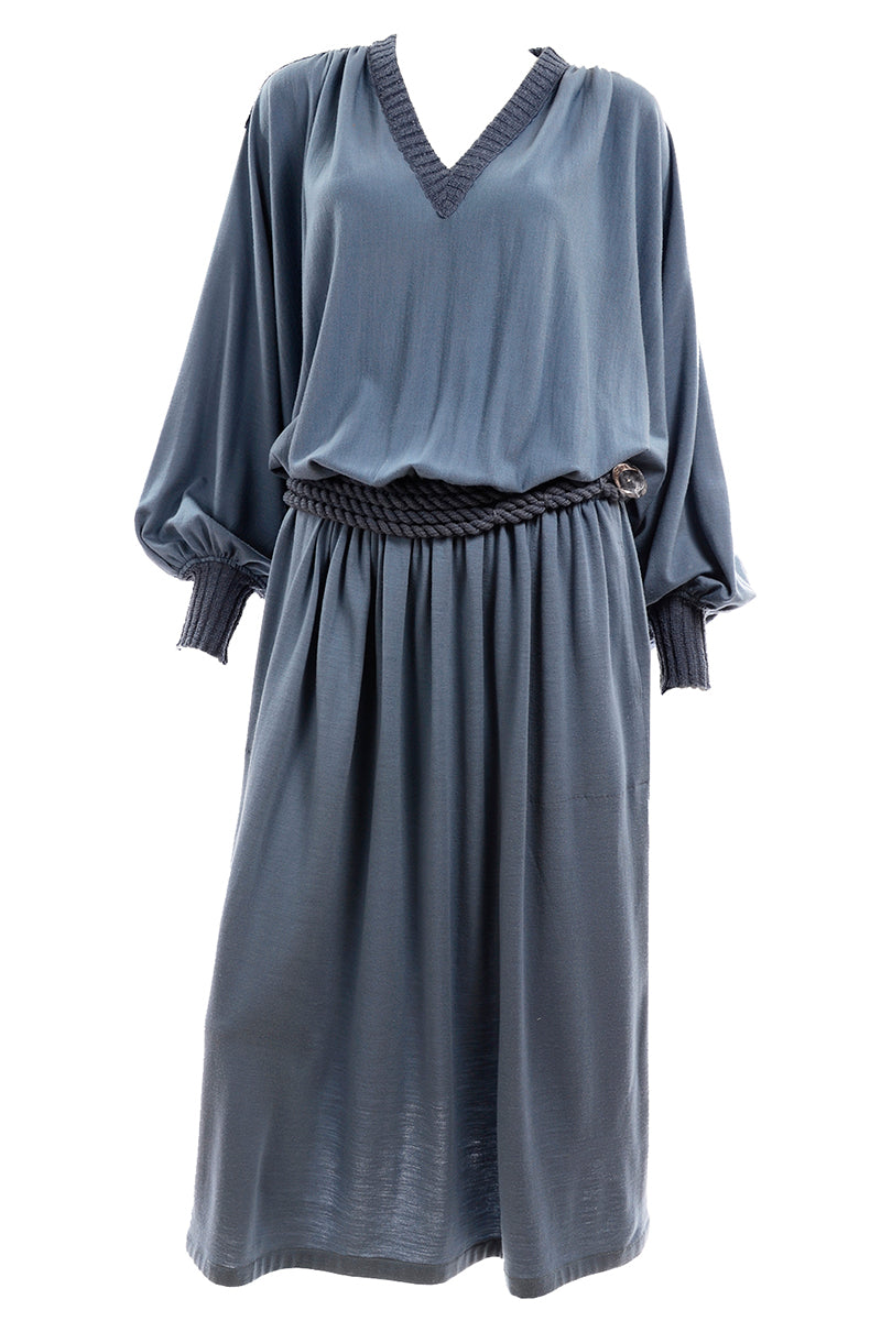 1973 Missoni Blue Grey Grecean Dress w/ Rope Belt Size Medium Modig 1973 Missoni Blue Grey Grecean Dress w/ Rope Belt Size Medium Modig