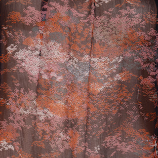 1977 Yves Saint Laurent Les Chinoises Couture Brown & Orange Silk Chiffon Blouse in an Asian inspired print