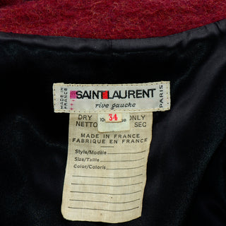 1970s Saint Laurent Rive Gauche Burgundy Red Russian Collection Coat