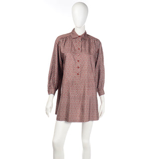 Yves Saint Laurent 1970s Peasant Style Tunic Top in tiny floral print
