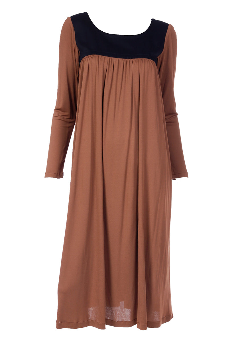 Yves Saint Laurent Brown & Black Jersey Peasant Dress – Modig Yves Saint Laurent Brown & Black Jersey Peasant Dress – Modig