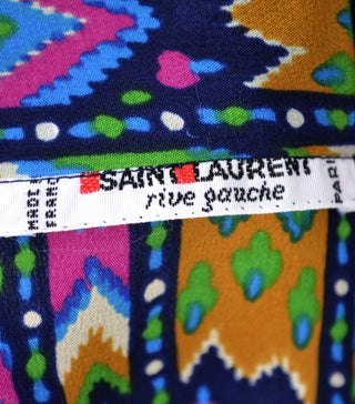 1970s Vintage Yves Saint Laurent Rive Gauche Chevron Skirt and Silk Blouse - Dressing Vintage