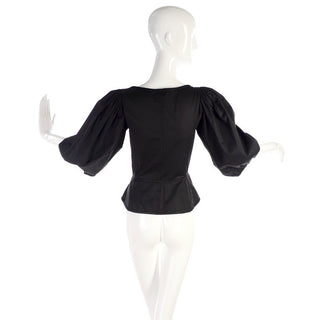 1977 Yves Saint Laurent YSL Russian Ballet Black Corset Style Peasant Top