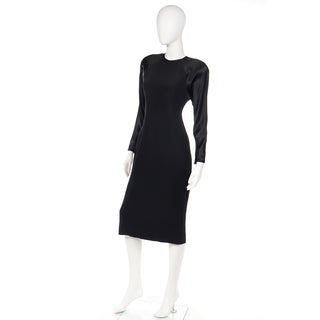 1980s Albert Nipon Black Dress w/ Raglan Sleeves