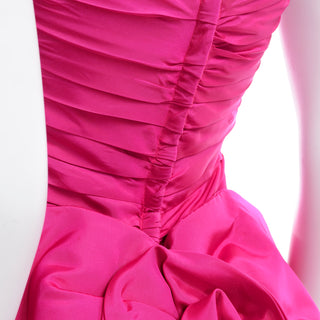 1980s Pink Strapless Evening Dress w/ Giant Bow & Ruching