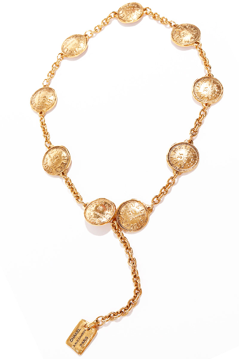 Chanel Vintage Gold Tone Metal 31 Rue Cambon Paris Round Charm Chain  Bracelet