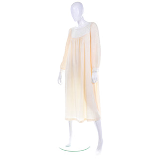 1980s Christian Dior Ivory Jacquard Style Nightgown