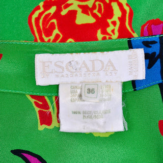 Vintage Escada Blouse in Colorful Silk Tigers Novelty Print - Dressing Vintage