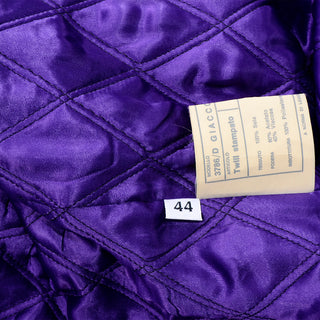 Gianni Versace Quilted Colorful Jacket With Purple Faux Fur Cuffs and Collar Silk