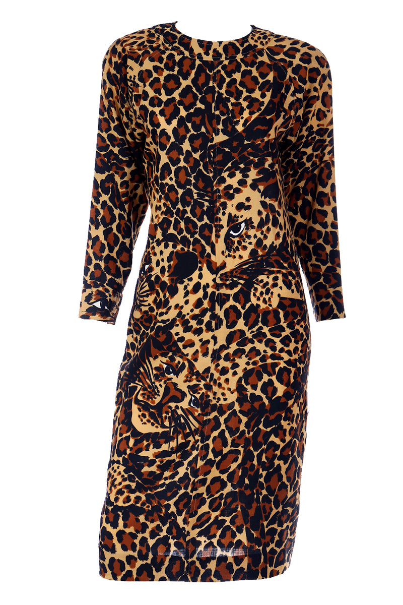 1980s YSL Runway and Print Ad Yves Saint Laurent Leopard Print Dress ...