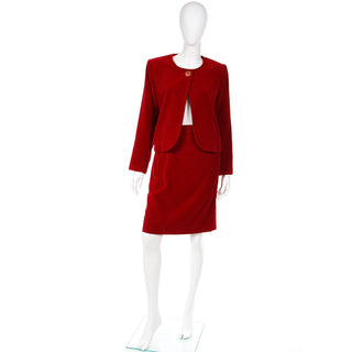 F/W 1993 Vintage YSL Red Velvet Skirt Suit