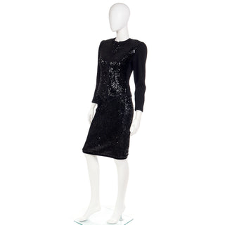 1980s YSL Vintage Black Sequin Skirt Suit