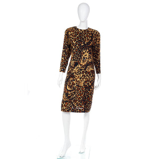 1980s F/W 1986 Yves Saint Laurent Leopard Face Print Wool Dress