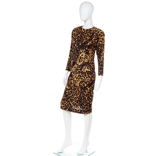 1980s Yves Saint Laurent Leopard Wool Dress