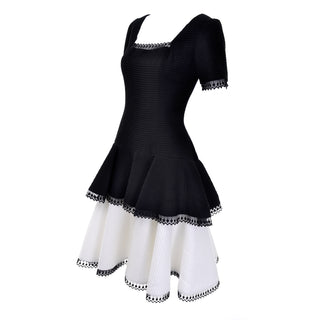 Vintage Victor Costa Black and White Skater Dress