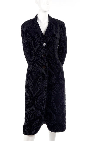 1980's vintage filligree cut black velvet coat