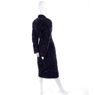 1980's Dolce & Gabbana Vintage Cut Velvet Black Evening Coat