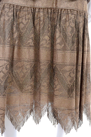 Vintage Damianou Gold Bronze Dress With Handkerchief Hem 1980s Knit