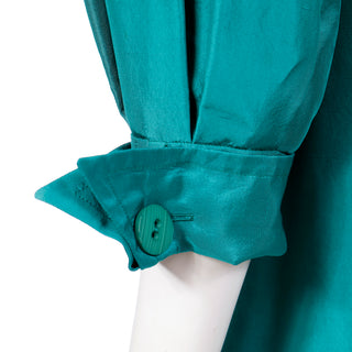 Vintage YSL Green Raw Silk Coat Dress