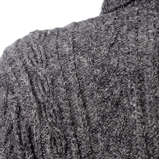 1980s Charcoal Grey Cardigan Sweater w/ Neck Bow Size Medium