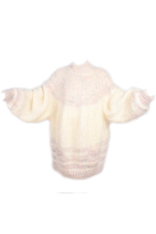 Vintage cream and pink mohair sweater