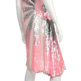 Vintage Deadstock 1920s Vintage Pink & Silver Beaded Sequin Flapper Style Evening Dress