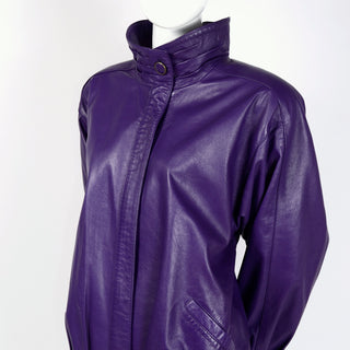 1980's oversized purple leather motorcycle jacket