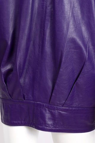 Pleated purple leather oversized vintage jacket