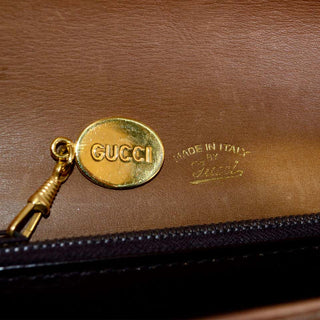 Brown Gucci Monogram 1980's Vintage Gucci Handbag Italy