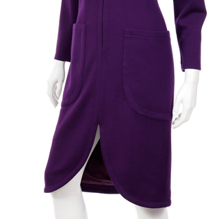 1980s YSL Vintage Purple Dress with Large Patch Pockets