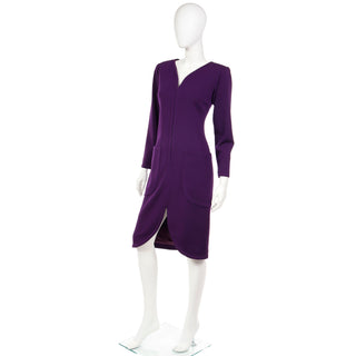 1980s Yves Saint Laurent Purple Wool Dress