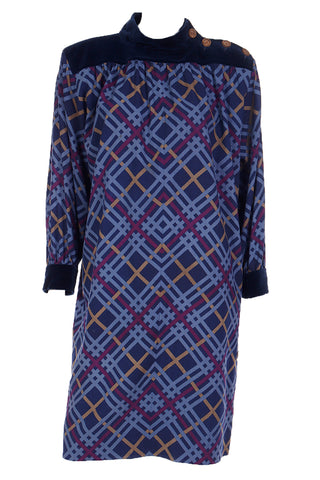 1980s Yves Saint Laurent Plaid Wool Dress