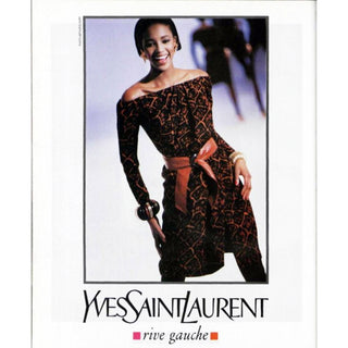 1989 Yves Saint Laurent Animal Print Dress Runway & Print Ad Documented Rive Gauche