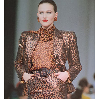 1989 Yves Saint Laurent Brown Metallic Leopard Print Jacket