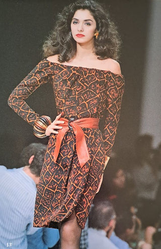 YSL 1989 Yves Saint Laurent Animal Print Dress Runway & Print Ad Documented
