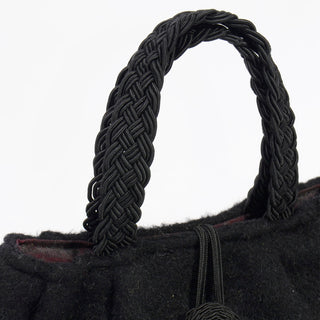 1990s Early Vintage Kate Spade Handbag Barneys Black Mohair Bag braided handles