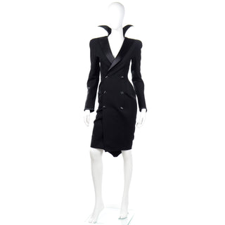 Thierry Mugler Vintage Black Evening Dress or Evening Coat W Stand Up Collar