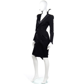 Thierry Mugler Vintage Black Evening Dress or Coat W Stand Up CollarDramatic