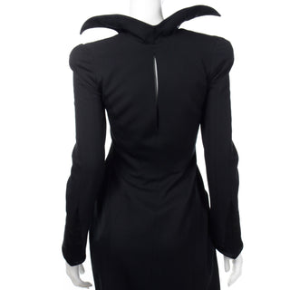 Thierry Mugler Vintage Black Evening Dress or Coat W Stand Up Collar back slit