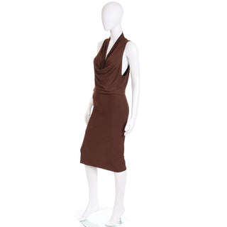 Donna Karan New York Brown Jersey Low Plunge Vintage Dress
