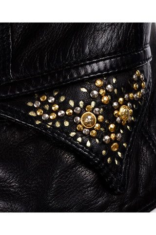 Studded 1990s Gianni Versace Lambskin Leather Black Moto Jacket