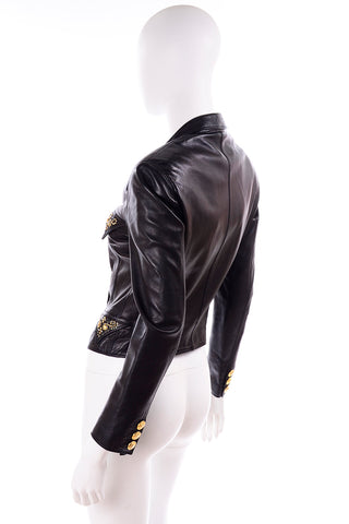 Medusa 1990s Gianni Versace Lambskin Leather Black Moto Jacket
