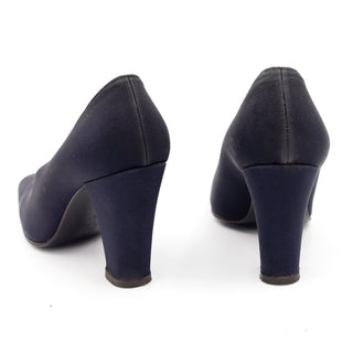 1990s Yves Saint Laurent Vintage Black Satin Square Toe Shoes 7 M